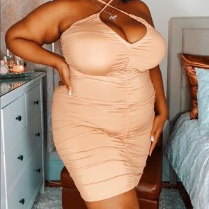 Nude Strappy Mini Dress